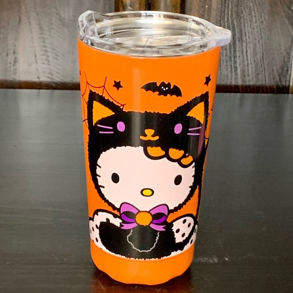 Hello Kitty in Black Cat Costume Stainless Steel Halloween Tumbler - Spider Web - Picture 2 of 10